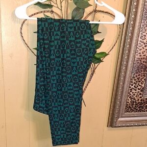 No Boundaries Teal and Black Love Print Leggings